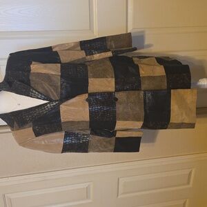 Newport News Black and Tan Patchwork Leather Jacket